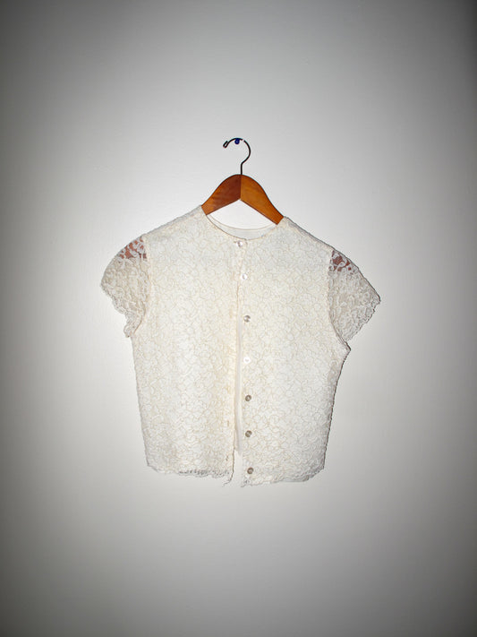 Lace Short Sleeve Button Up